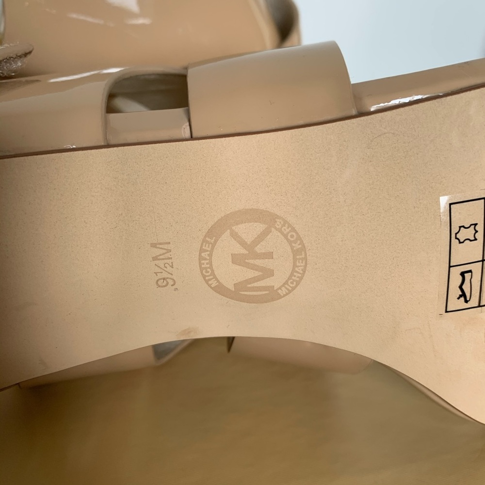 Michael Kors Nude patent Leather Open Toe Shoes - Picture 7 of 10